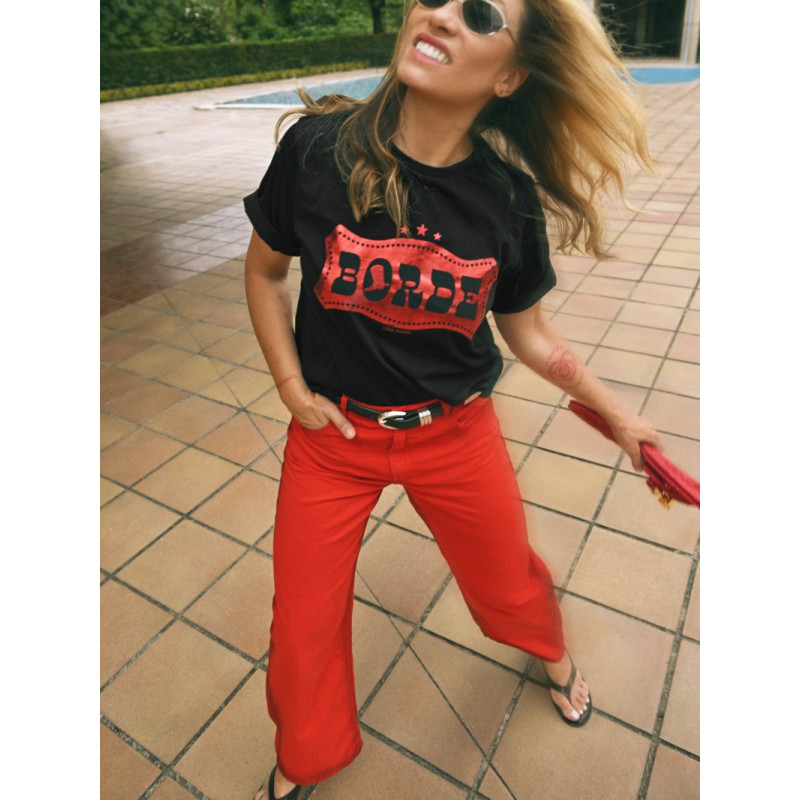 ▷ Cami Chica Borde Negro Aire Retro | Sopotey