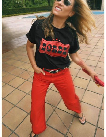 ▷ Cami Chica Borde Negro Aire Retro | Sopotey