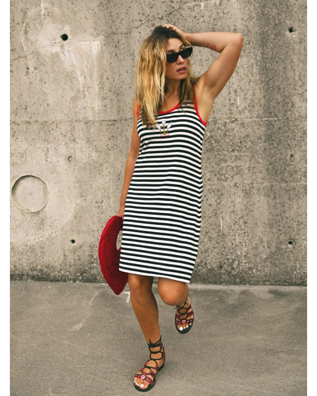 ▷ Comprar Vestido Canalé Ancla Rock Navy de Aire Retro | Sopotey Woman.