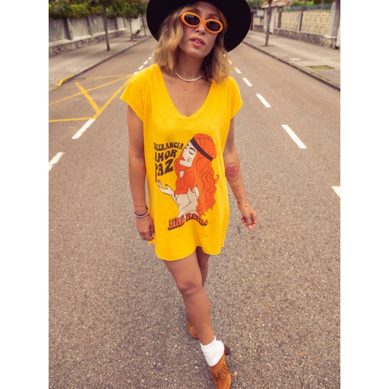 ▷ Comprar vestido Aire Retro Tolerancia Mostaza| Sopotey Woman.